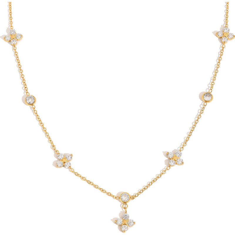 ELENYS Floral Shine – pozlacený náhrdelník 18K žluté zlato