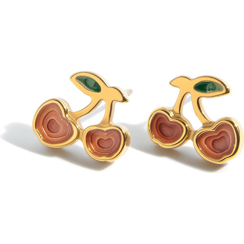 ELENYS Cherry – pozlacené náušnice 18K žluté zlato 112541944