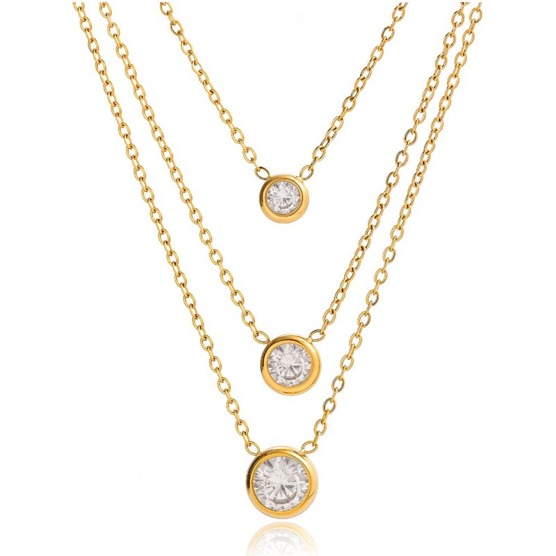 ELENYS Trio Aura – pozlacený náhrdelník 18K žluté zlato 113143538