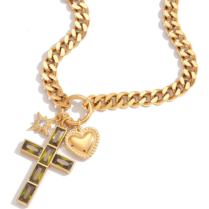 ELENYS Cross Charms – pozlacený náhrdelník 18K žluté zlato 113264491
