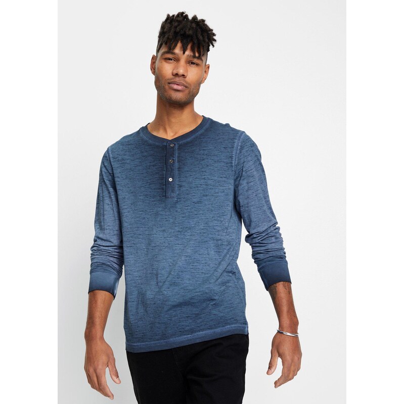 bonprix Henley tričko z čisté organické bavlny modrá Muž