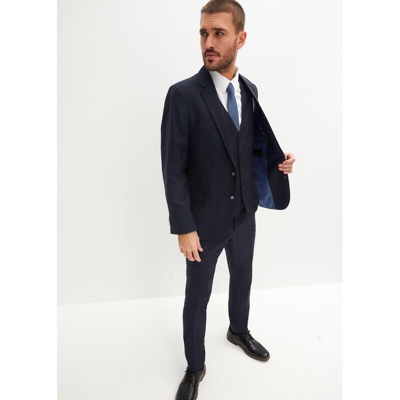 bonprix Oblek s vestou a kravatou, střih Slim Fit (4dílná