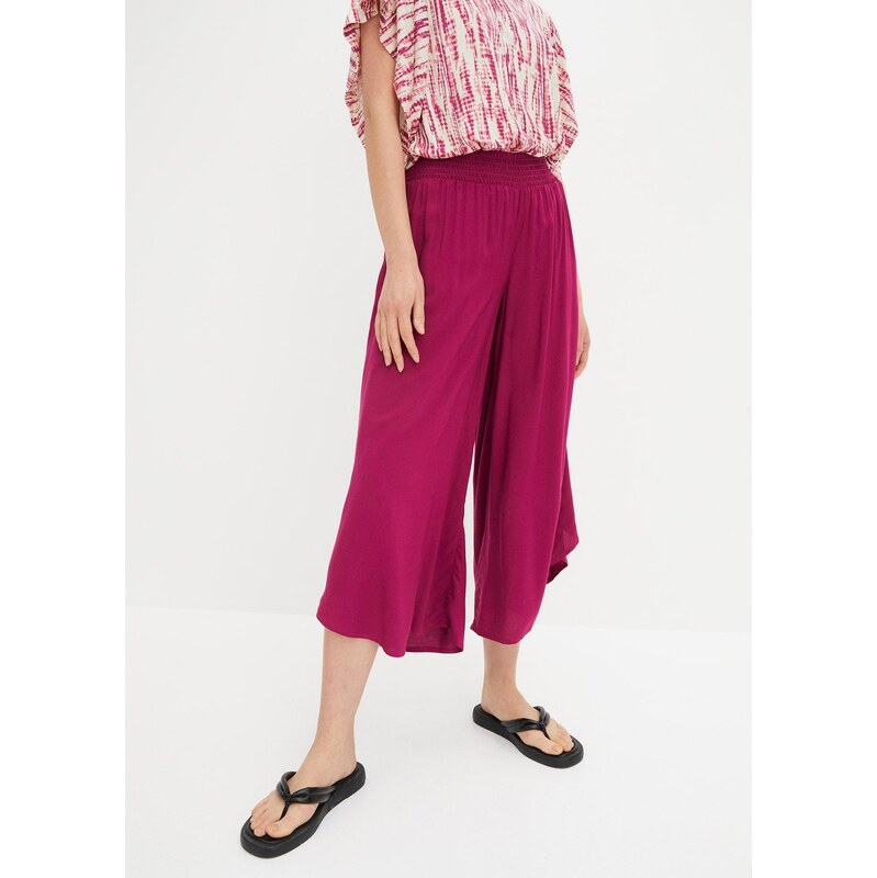 bonprix Kalhoty Culotte, délka k lýtkům, z měkké viskózy fialová