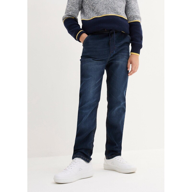 bonprix Džíny bez zapínání, Regular Fit, Straight modrá Chlapci