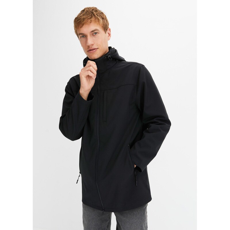 bonprix Softshellová parka s odnímatelnou kapucí černá Muž 99162455