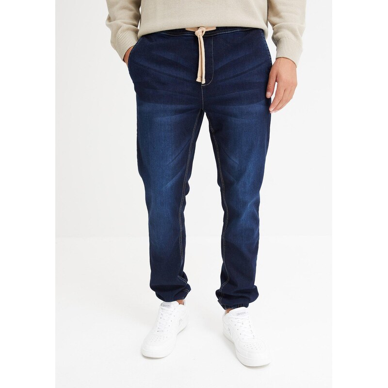 bonprix Joggingové džíny s pružným pasem, Regular Fit, Tapered