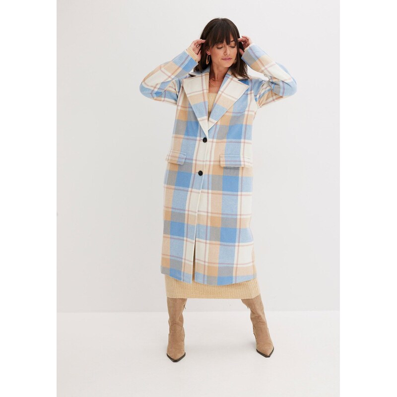 bonprix Oversized kabát ve vlněném vzhledu modrá Žena 100368045