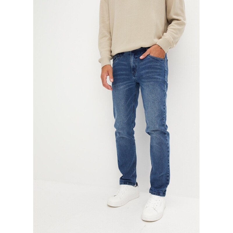 bonprix Strečové džíny z kvalitního těžkého denimu, Regular Fit