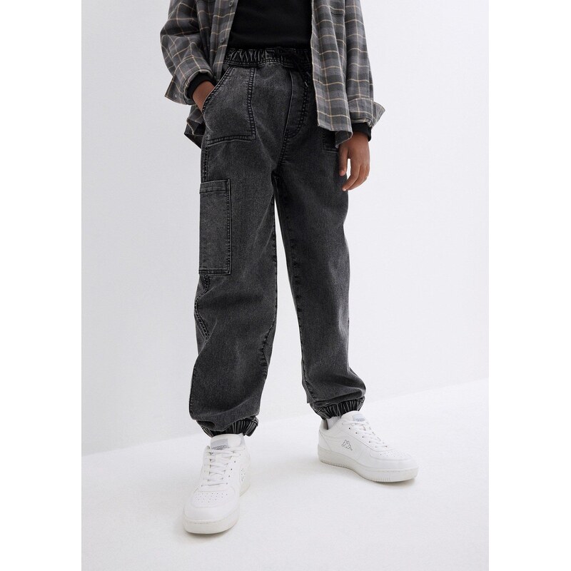 bonprix Cargo džíny bez zapínání Loose Fit, s podílem streče