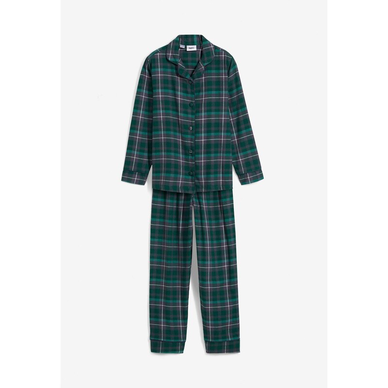 bonprix Dětské pyžamo z tkaného flanelu (2dílná souprava) zelená