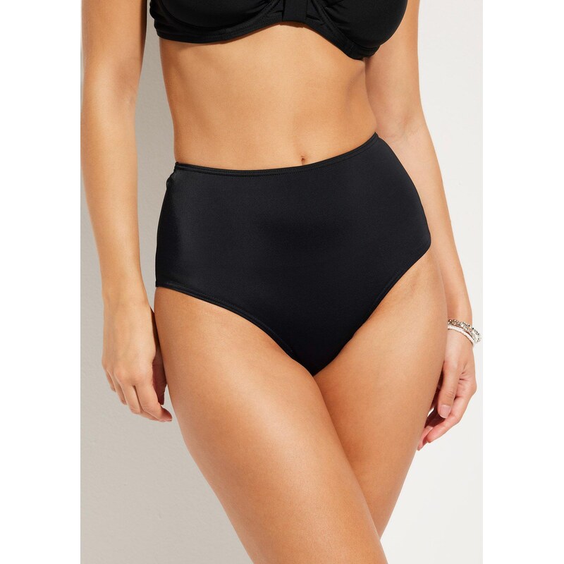 bonprix Bikinové kalhotky s vysokým pasem (2 ks v balení) černá Žena 104558548