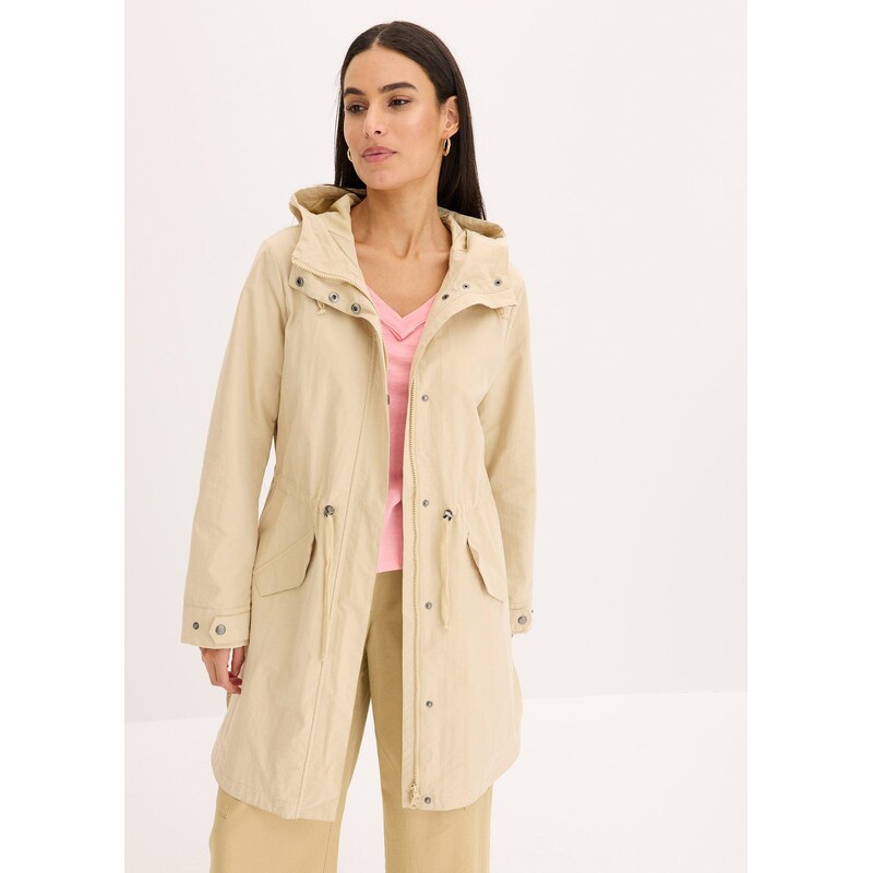 bonprix Dlouhá parka s kapucí béžová Žena 104558915