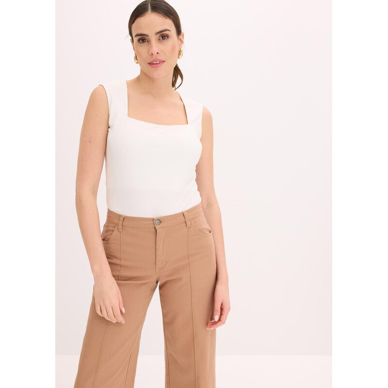 bonprix Top s hranatým výstřihem béžová Žena 108374276