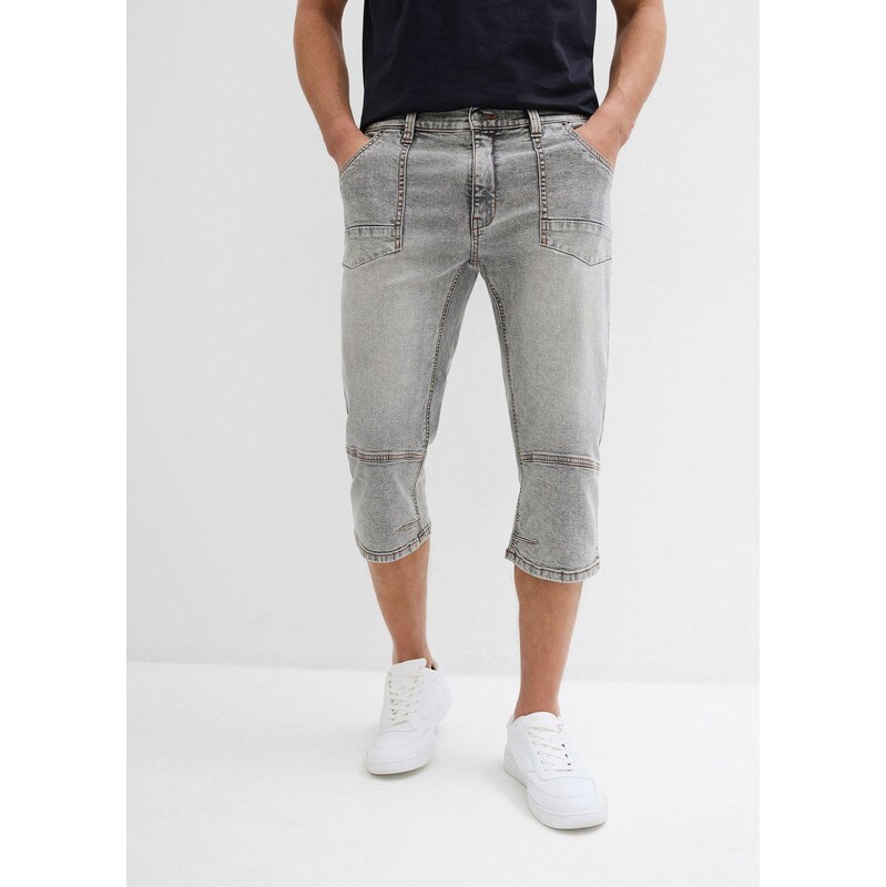 bonprix 3/4 strečové džíny Regular Fit, Straight šedá Muž 106241314