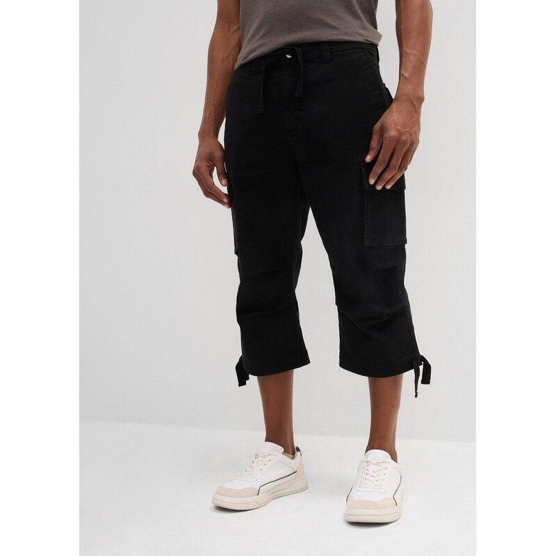 bonprix 3/4 strečové cargo kalhoty, Loose Fit, extra široké černá Muž 105905510