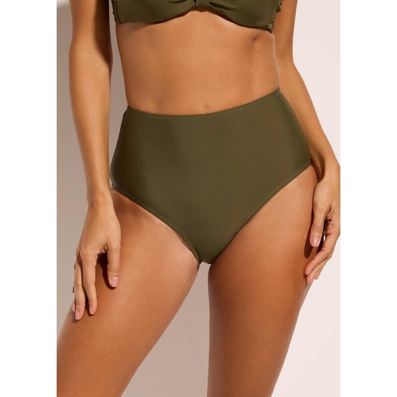 bonprix Bikinové kalhotky s vysokým pasem (2 ks v balení) zelená