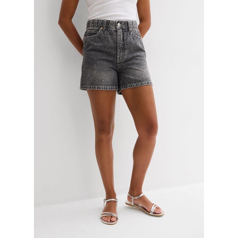 bonprix Džínové šortky, High Waist, Low Stretch černá Žena