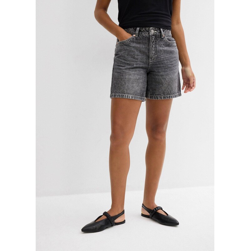 bonprix Džínové šortky, Mid Waist černá Žena