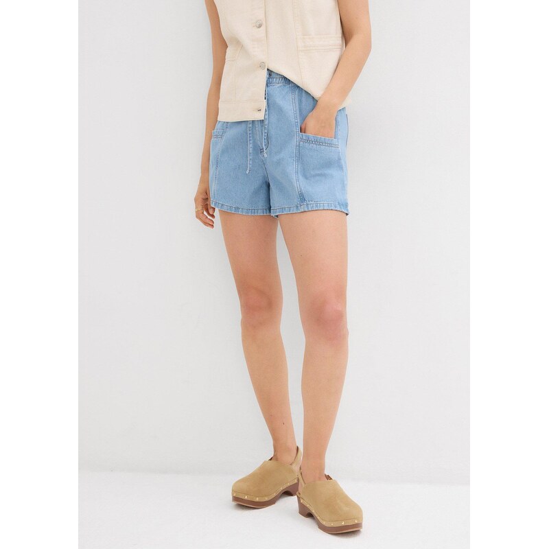 bonprix Džínové šortky, High Waist, pohodlný pas modrá Žena 115732248