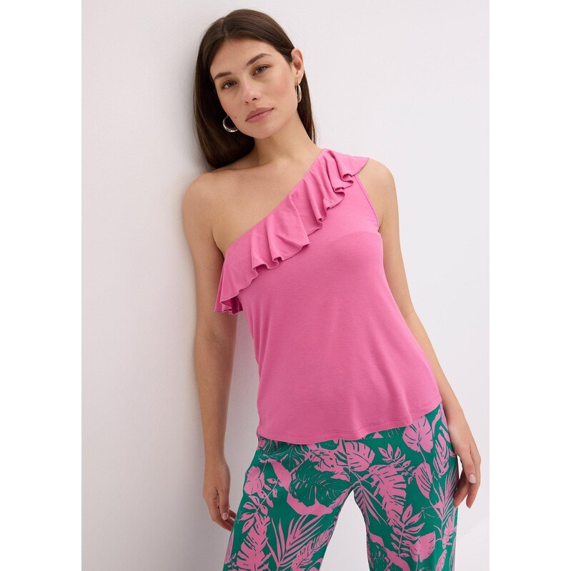 bonprix Top na jedno rameno, s volánem, z měkké viskózové směsi 107627569