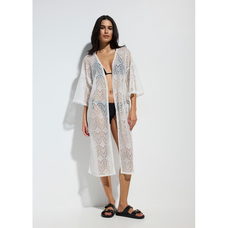 bonprix Průhledné plážové kimono bílá Žena 15005649