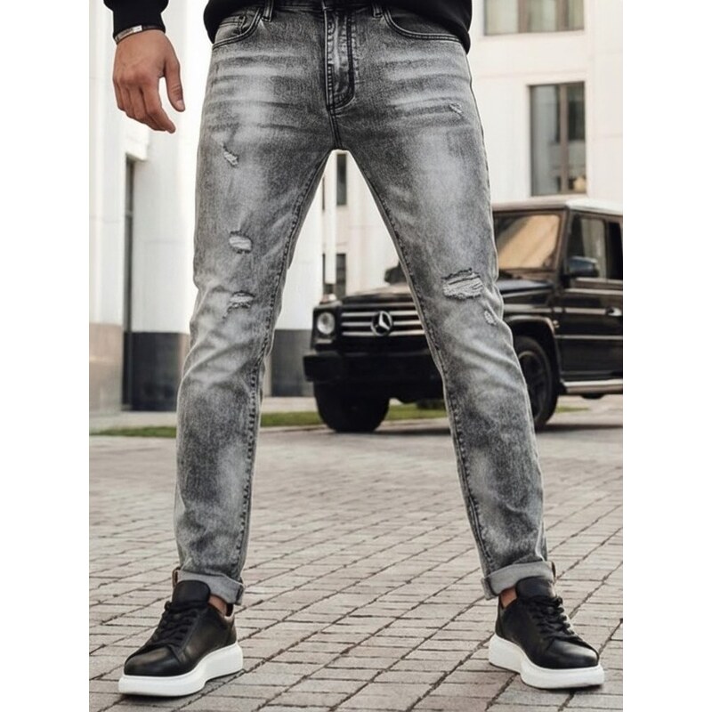 Dstreet Stylové šedé pánské džínové kalhoty