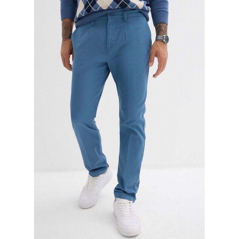 bonprix Kalhoty se sklady u pasu z bavlněného kepru, Regular Fit