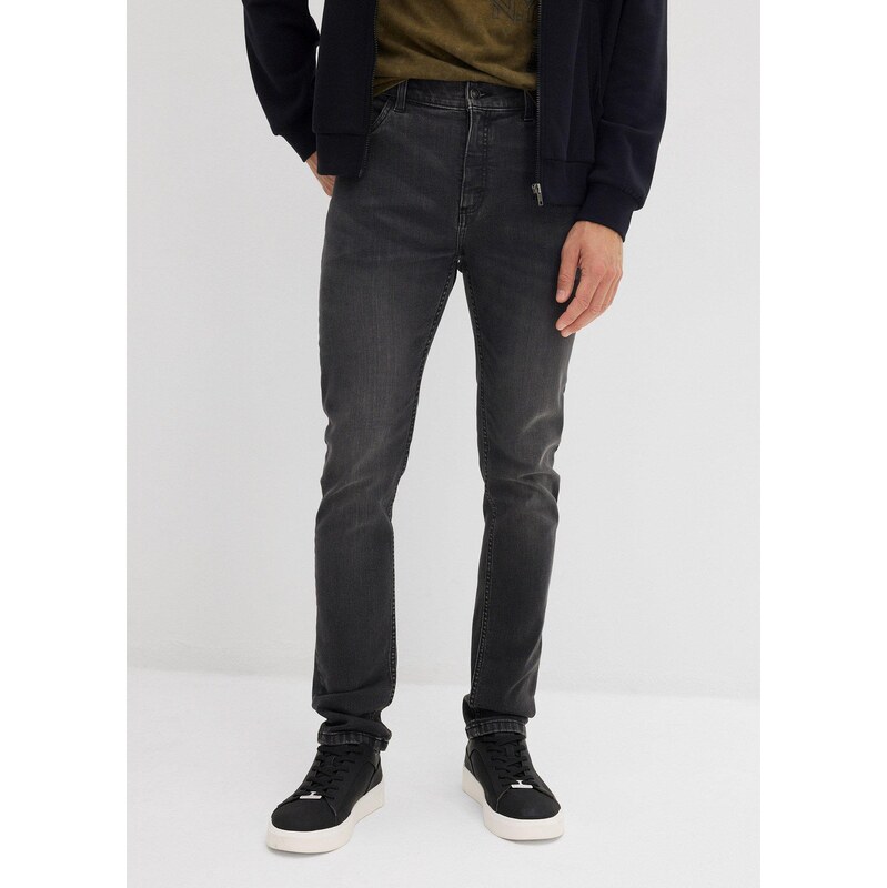 bonprix Strečové džíny Slim Fit, Straight černá Muž