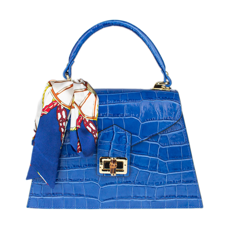 Modrá kožená italská crossbody kabelka Flavia Cocco Azzura