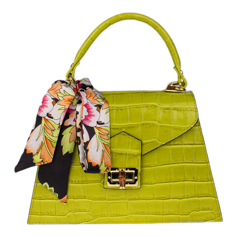 Zelená kožená italská crossbody kabelka Flavia Cocco Mela
