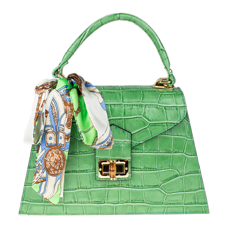 Zelená kožená italská crossbody kabelka Flavia Cocco Verde