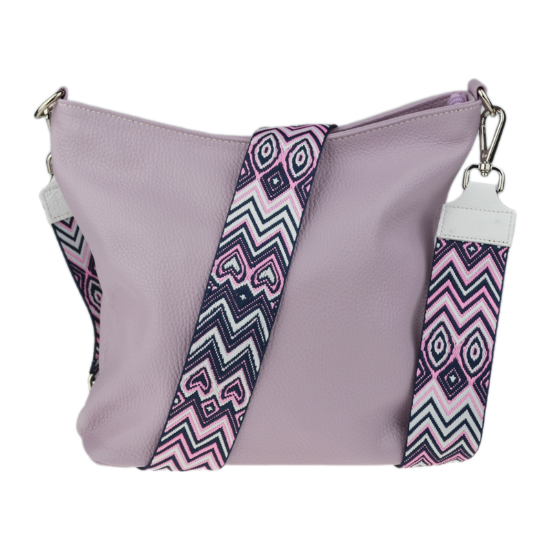 Růžová kožená italská crossbody kabelka Amalia Lilla V