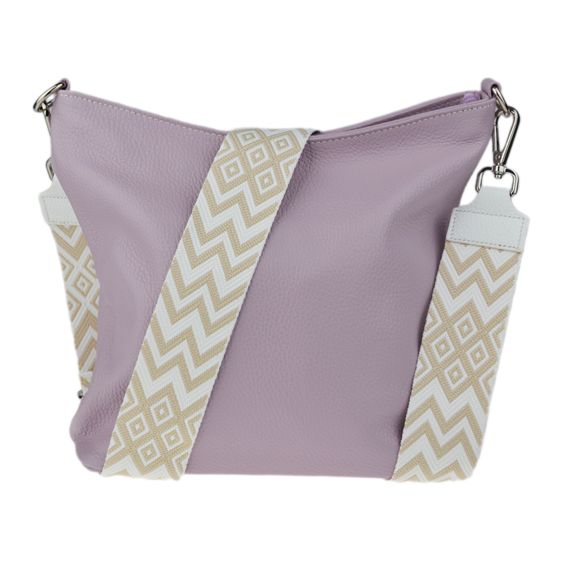 Růžová kožená italská crossbody kabelka Amalia Lilla IV