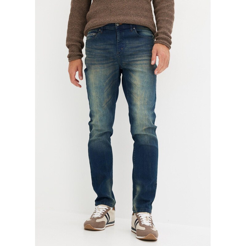 bonprix Lehké strečové džíny Slim Fit, Straight modrá Muž