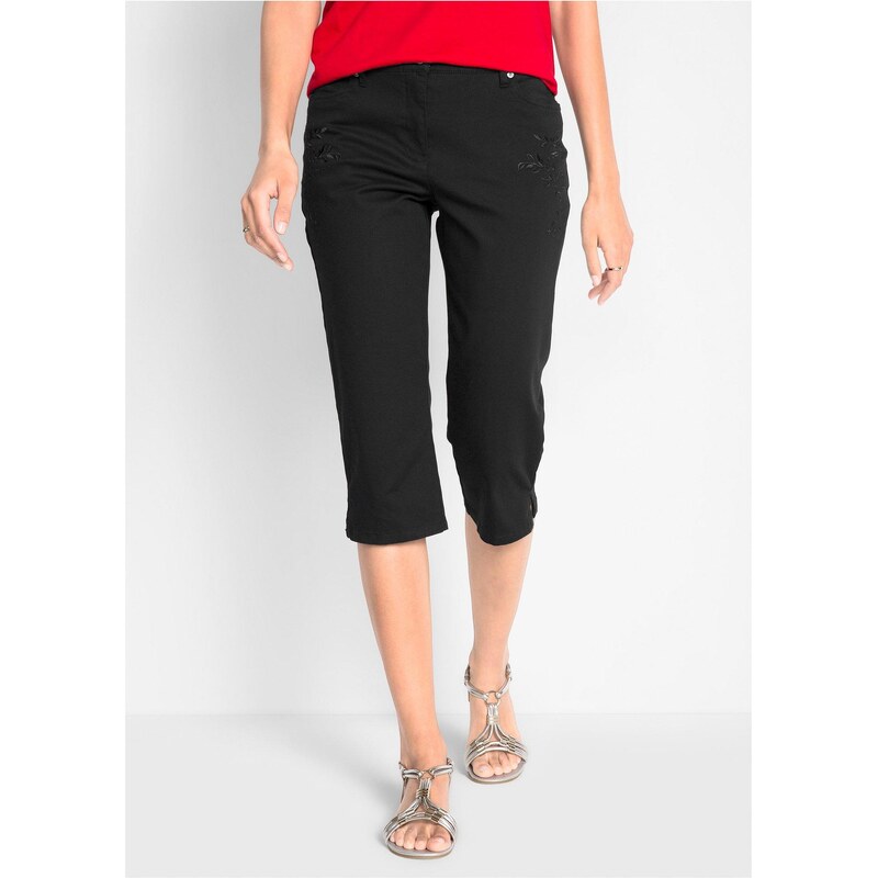 bonprix Džíny Slim Fit, Mid Waist cropped černá Žena 26326662