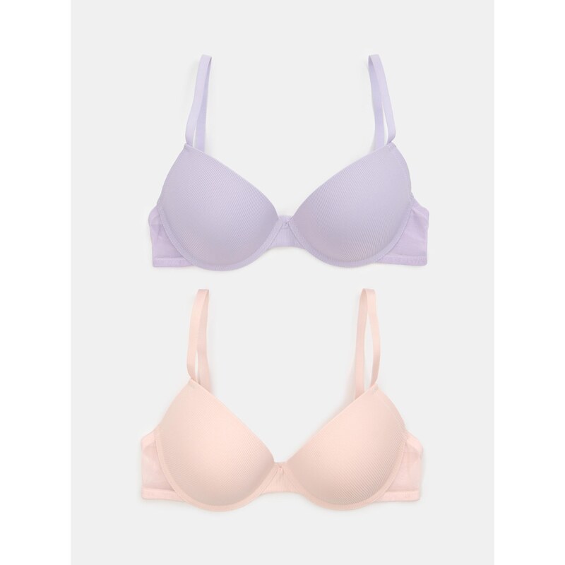 Sinsay - Sada žebrovaných push-up podprsenek 2 pack - vícebarevná 113663335