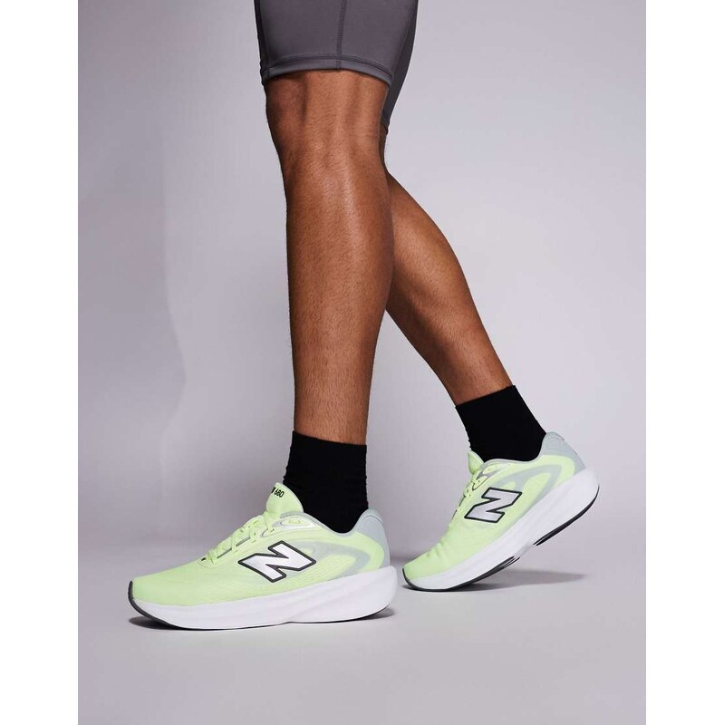 New Balance 680 running trainers in neon yellow