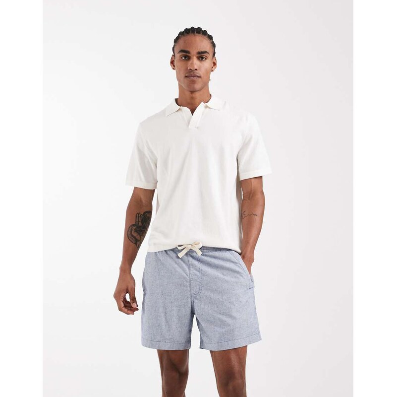 Hollister cotton linen blend pull on shorts in blue