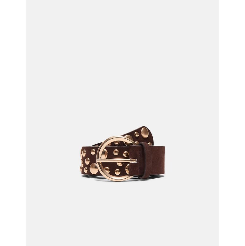 Stradivarius Belt with multi irregular studs in brown 113664414