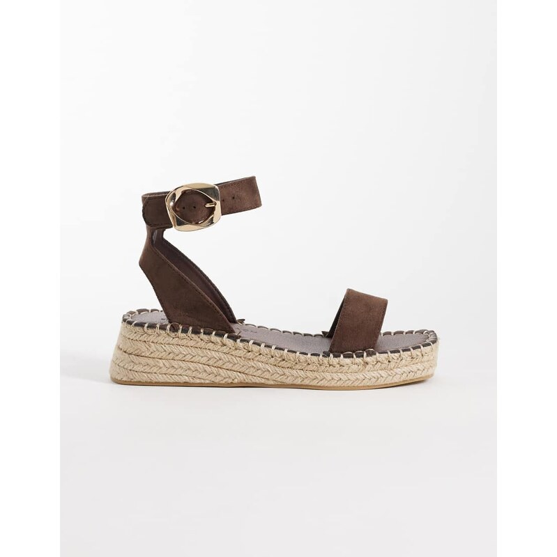 South Beach linen two part espadrille sandals in chocolate-Brown 113664081