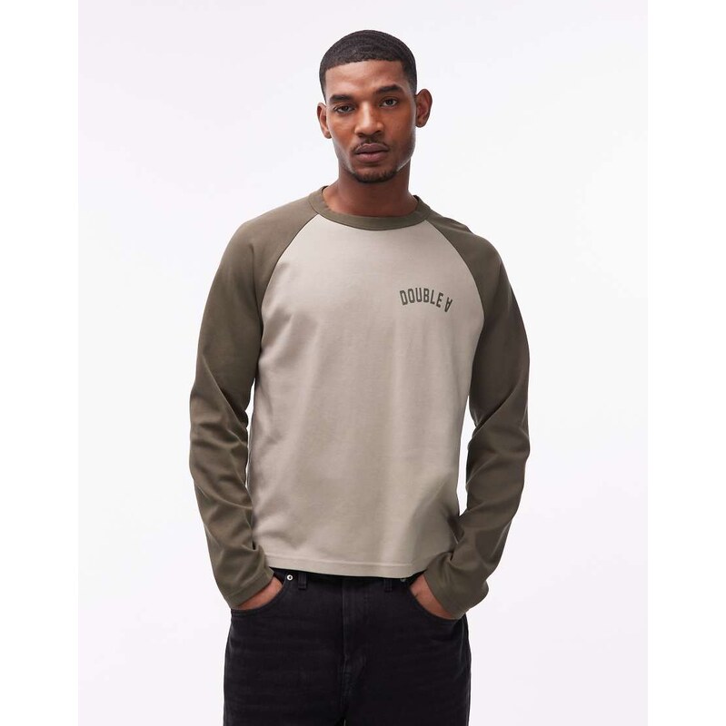 Double A By Wood Wood 100% cotton long sleeve logo raglan t
