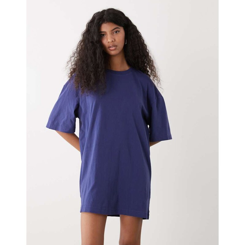 Weekday oversized t-shirt dress in dark blue 113681593
