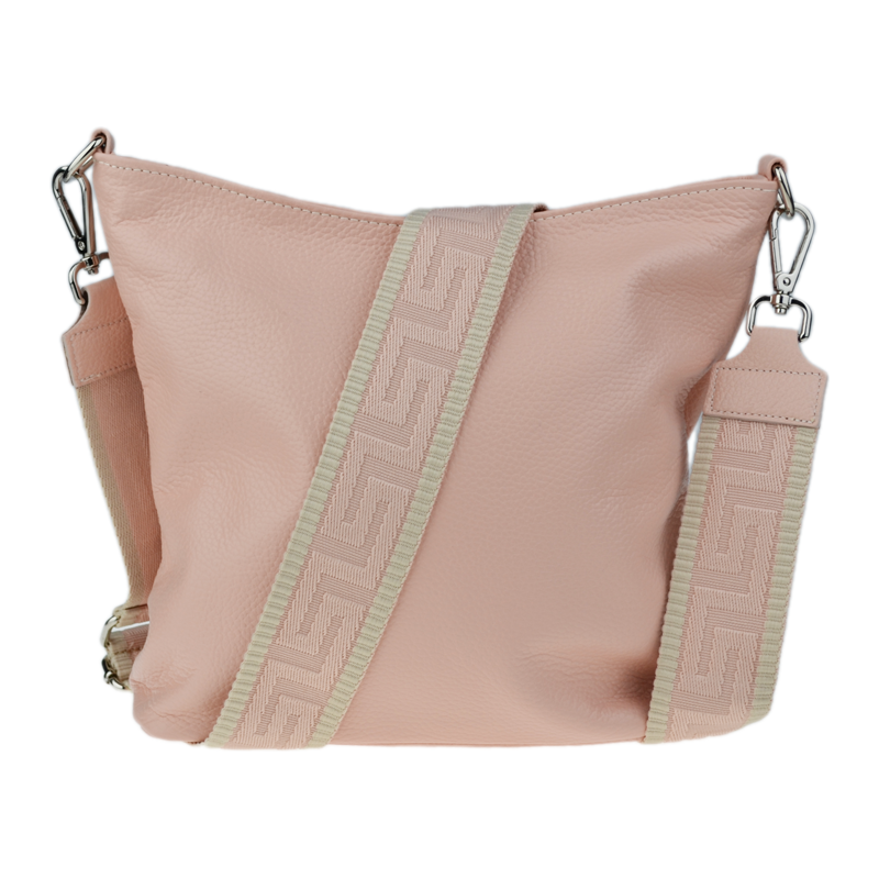 Růžová kožená italská crossbody kabelka Amalia Rosa Chiara II