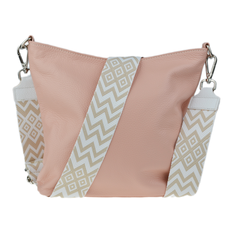 Růžová kožená italská crossbody kabelka Amalia Rosa Chiara V