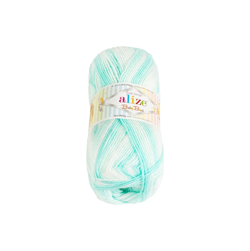 Bellatex Příze BABY BEST BATIK 100g / 240 m Mintová,Bílá