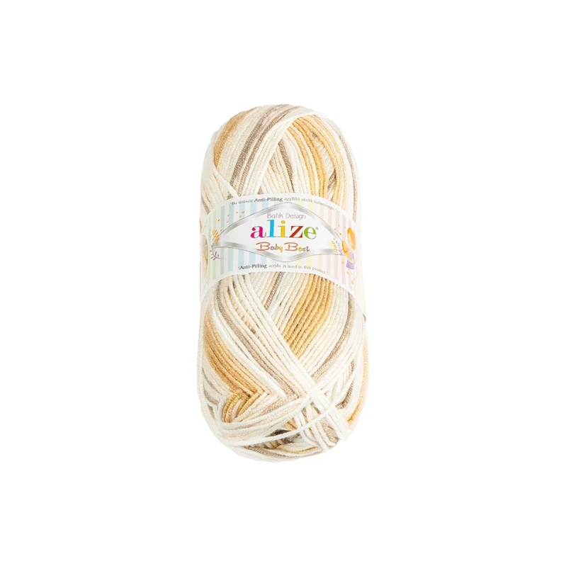 Bellatex Příze BABY BEST BATIK 100g / 240 m Béžová,Hnědá,Bílá