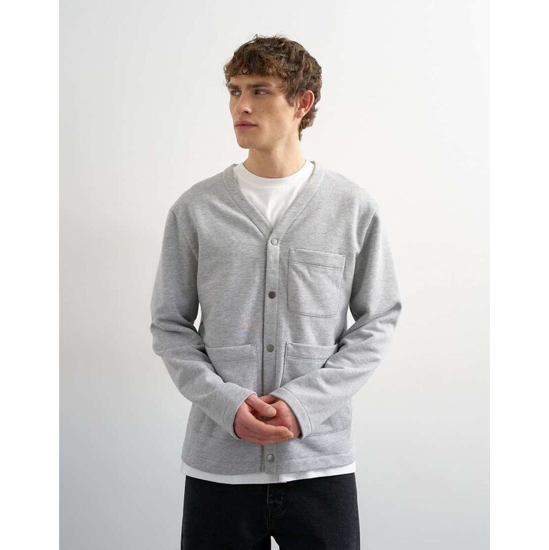 Topman oversized fit jersey cardigan in grey