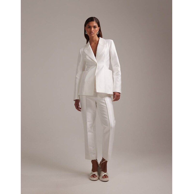 ASOS DESIGN tailored bridal cigarette trouser in ivory-White