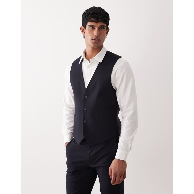 ASOS DESIGN skinny suit waistcoat in navy