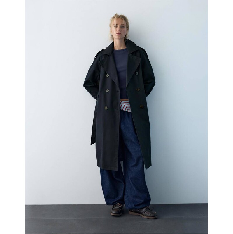 Pull&Bear Belted trench coat in blue 113668585